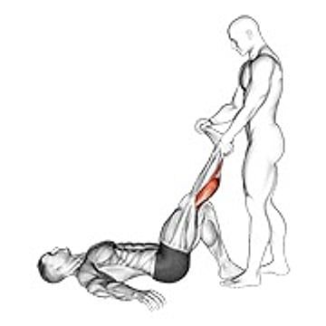 Assisted Lying Calves Stretch